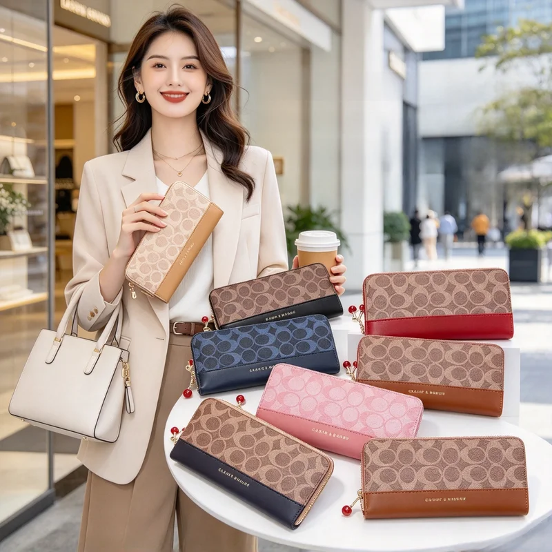 Fashion Zipper Wallet Ladies Long Wallet Tote Bag Coin Card Holder PU Leather Wallet Wallet
