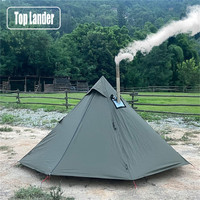 Camping Hot Tent with Chimney Window Outdoor Ultralight Tipi Teepee Tent Pyramid Double Layer Bushcraft 1 Person Tents Hot Tent