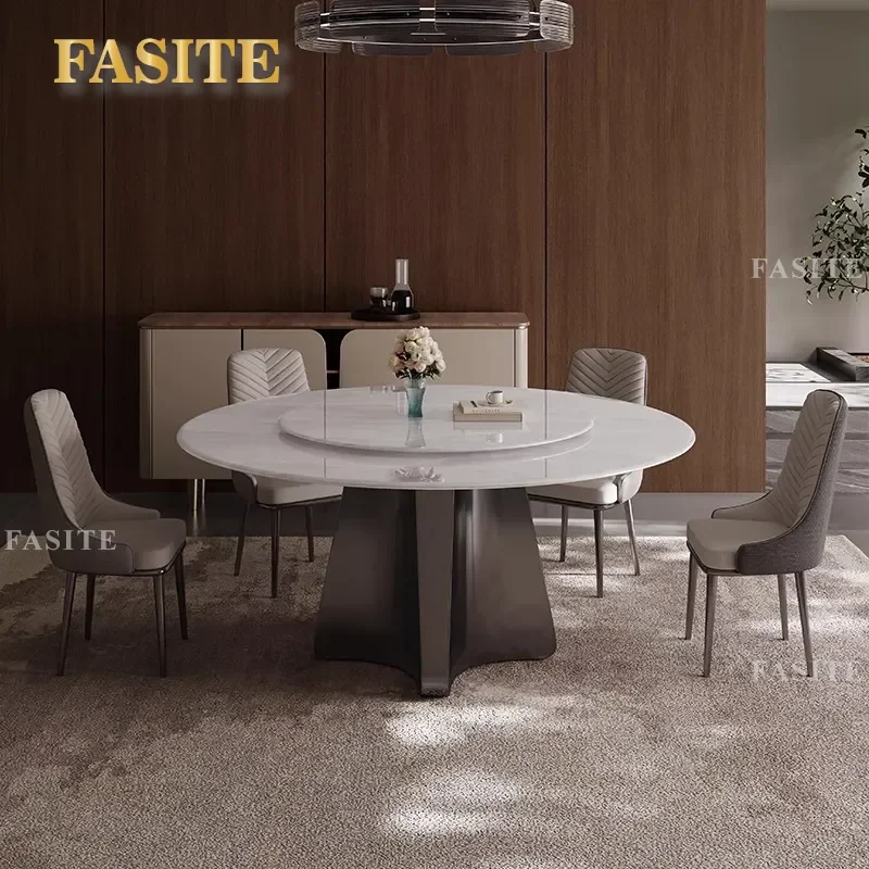 For Round Marble Dining Table  Supercrystalline Stone Italian Minimalist High End Luxury Microcrystalline Stone