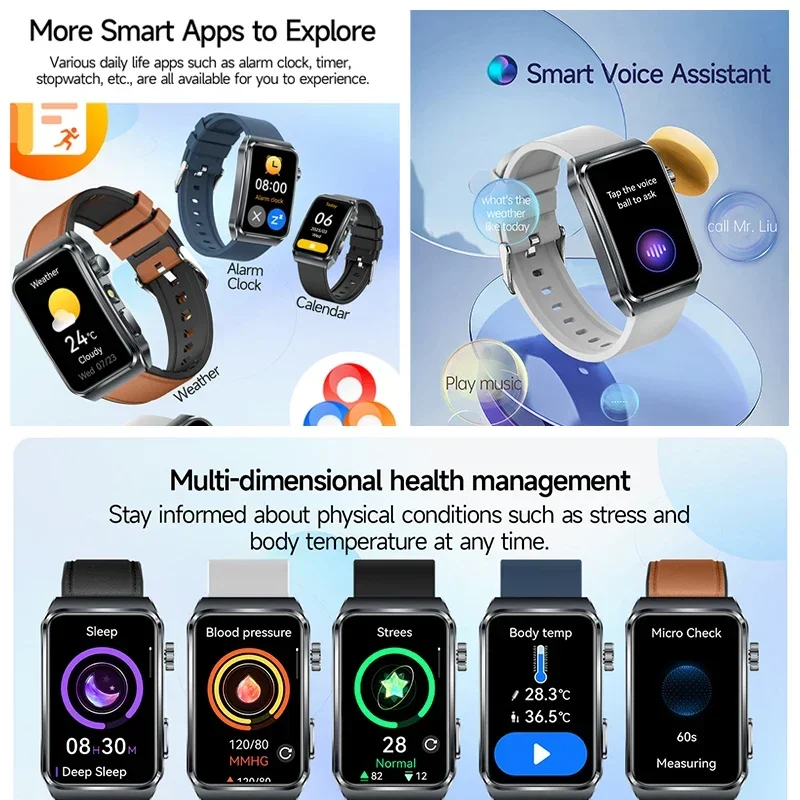 Jam Tangan Pintar 2025 dengan Senter, Pemantau Tekanan Darah, Oksigen Darah, Asam Urat, Kesehatan Wanita, Panggilan Bluetooth, dan Fitur Olahraga