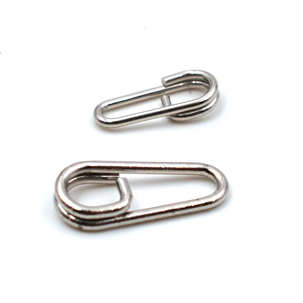 MNFT 50Pcs Sea Fishing Stainless Steel Bent Head Oval Split Rings & Fast Snap Clips Fishing Lure Leaders Connector Accessories