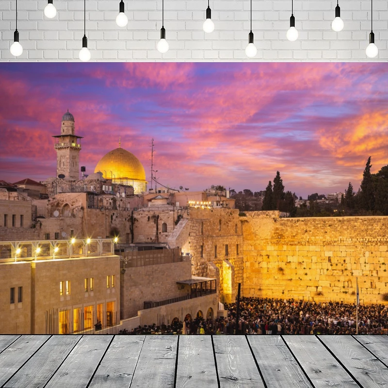 القدس سيتي سكيب التصوير خلفية الجدار الغربي برج ديفيد خلفية Sukkot روش Hashanah حفلة خلفية جدار راية