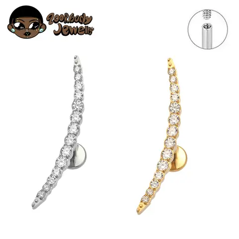 ASTM F136 Titanium Helix Piercing CZ Cluster Climber 16G Stud Earring Labret Flat Tragus Cartilage Stud Flatback Piercing Body
