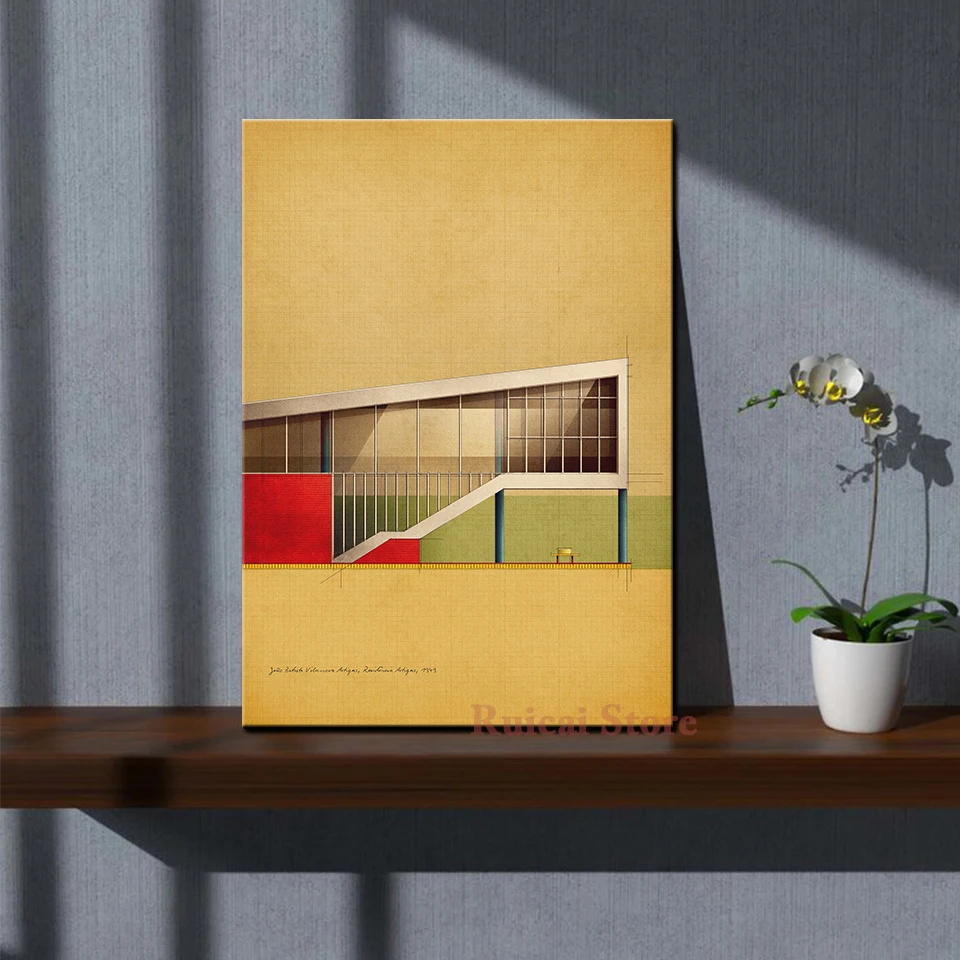 João Batista Canvas Poster Vilanova Artigas Residência Artigas Sloped Villa Architecture Print Architect Wall Art