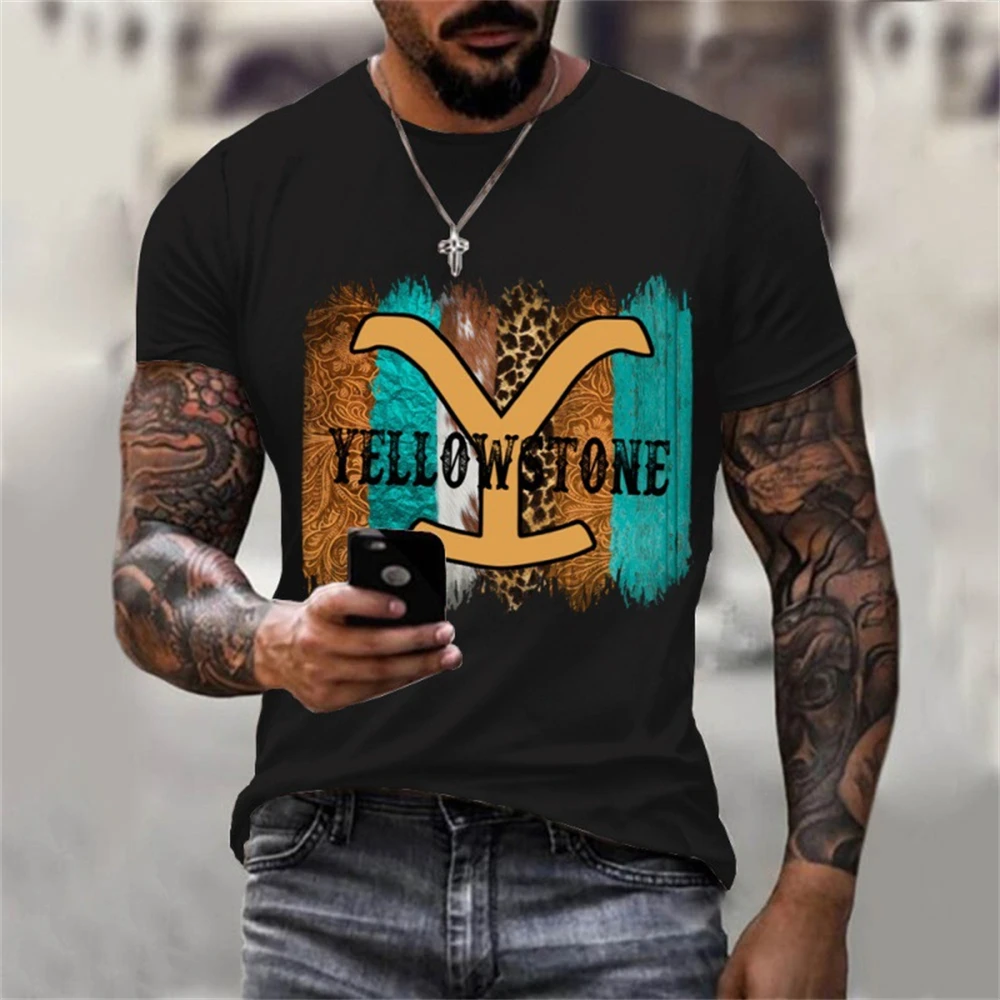 New Vintage Style Yellowstone National Park Print T-Shirts 3D Summer Men's Oversized Short Sleeve Tee Shirt Street Tops Clothing