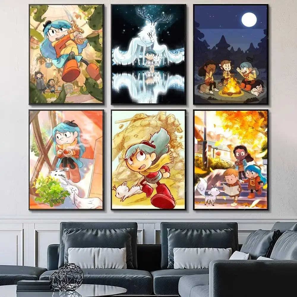 Cartoon Anime girl H-Hilda Posters Fancy Wall Sticker for Living Room Bar Decoration Wall Decor