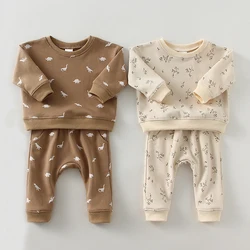 2 pezzi primavera autunno vestiti per bambini bambini stampa carina top a maniche lunghe + pantaloni abbigliamento infantile per ragazzi ragazze