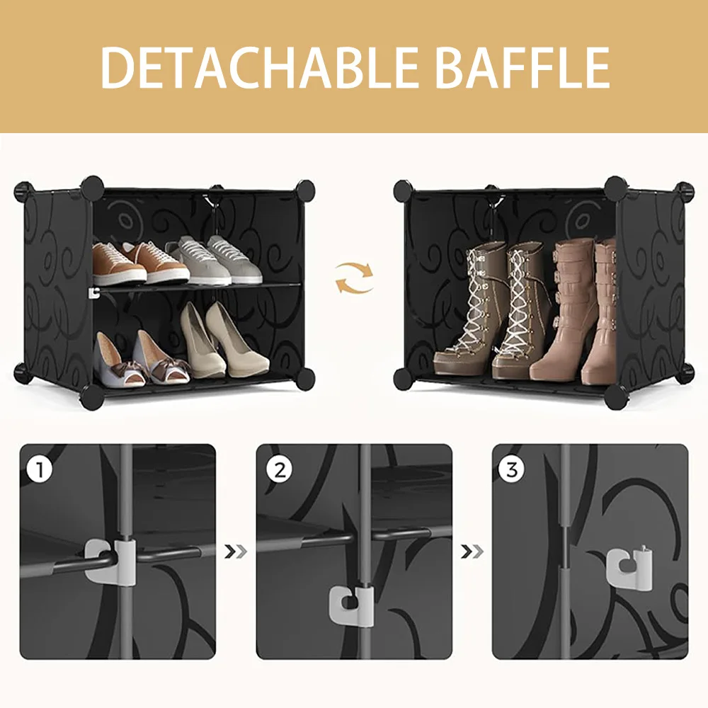 Schuhaufbewahrung, 40 Paar, 2 x 10-stufiger Schuhschrank, Schrank mit Tür, Schuhboxen, für Eingangsbereich, Wohnzimmer, Schlafzimmer – Detail 1