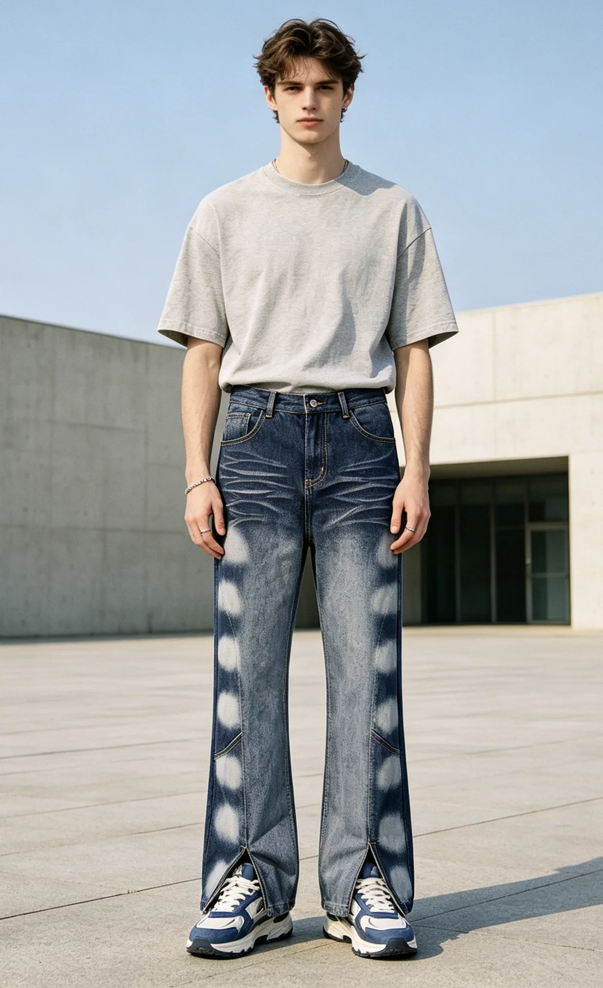AL80007 BLCG Hochwertige Loose-Fit Jeans mit Hoher Taille, Dicke Unisex Mode-Stylische Denim-Hose