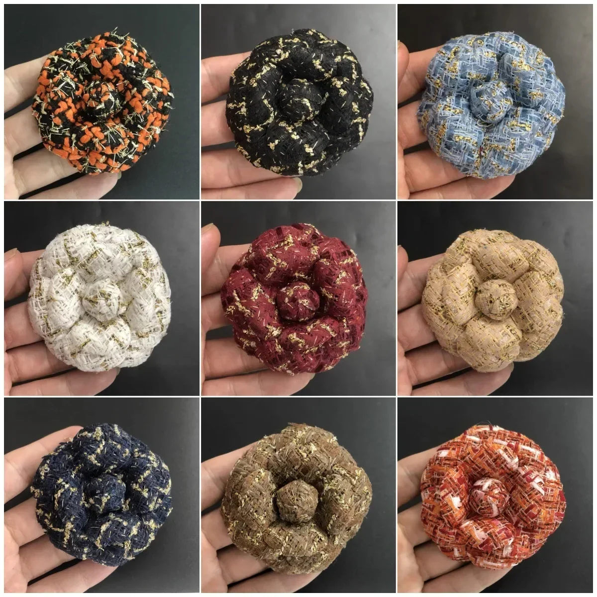 High End Luxury New Women's Brooch Camellia Flower Coarse Floral Cloth Multi-color Unique Suit Lapel Pins Dress Corsage