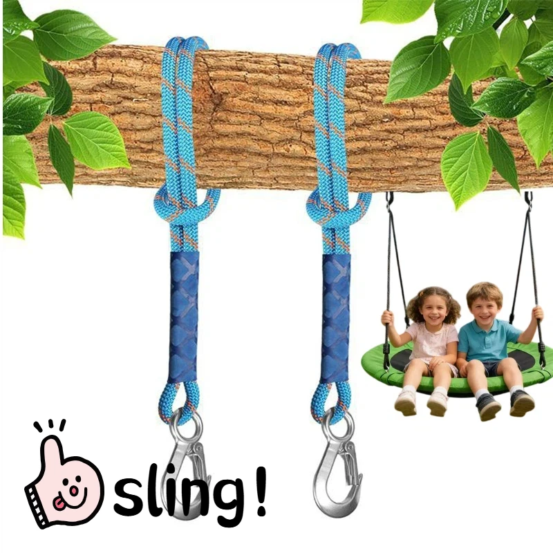 Heavy Duty Nylon Sling With Metal Hook-wear-resistant-suitable For Outdoor Hammocks Tree Swings And Patio Chairs Home Decor