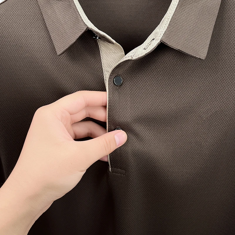 Hochwertiges Herren-Polohemd mit Originaldruck, Herbst-Trend, einfarbig, Revers, Langarm-T-Shirt, Business-Casual-Herrenbekleidung – Detail 18