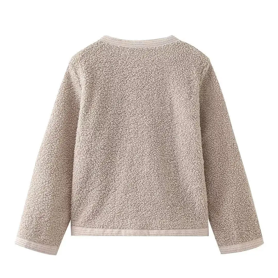 Imagem -02 - Donegirl-suéter de Malha de Peito Único Feminino Cardigans de Fios Loop Cabolsa Simples Tops Femininos Outono Inverno Nova Moda Monocromático 2023