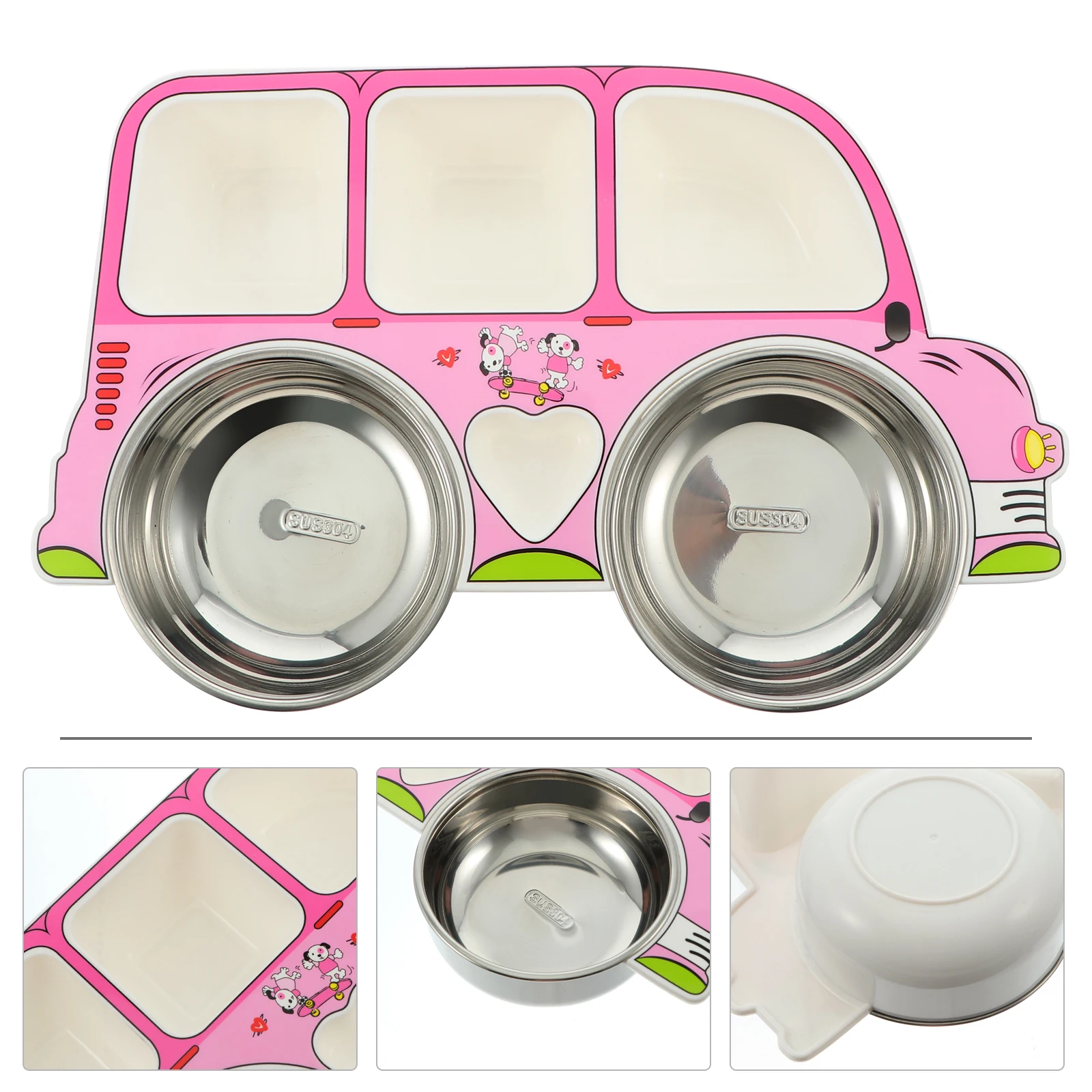 

Car Shaped Dinner Detachable Food Tableware Microwave Refrigerate Compartments Easy Cleaning Smooth Surface Cute
