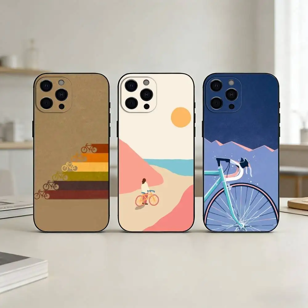B-Bicycle Bike S-Sport Soft Phone Case For iPhone 17,16,15,14,13,12,11 Plus,Pro Max,SE4Soft Silicone Black Cover