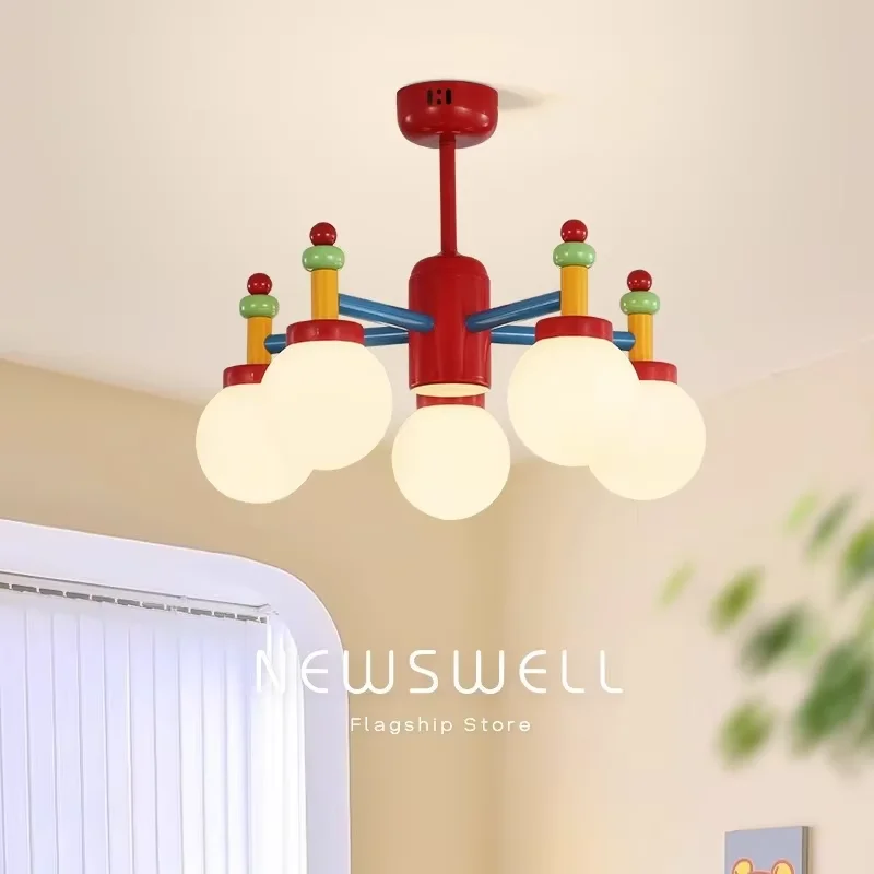 Advanced feeling Children's room ceiling lamp memphis color memphis color medieval vintage bedroom den macaron chandelier