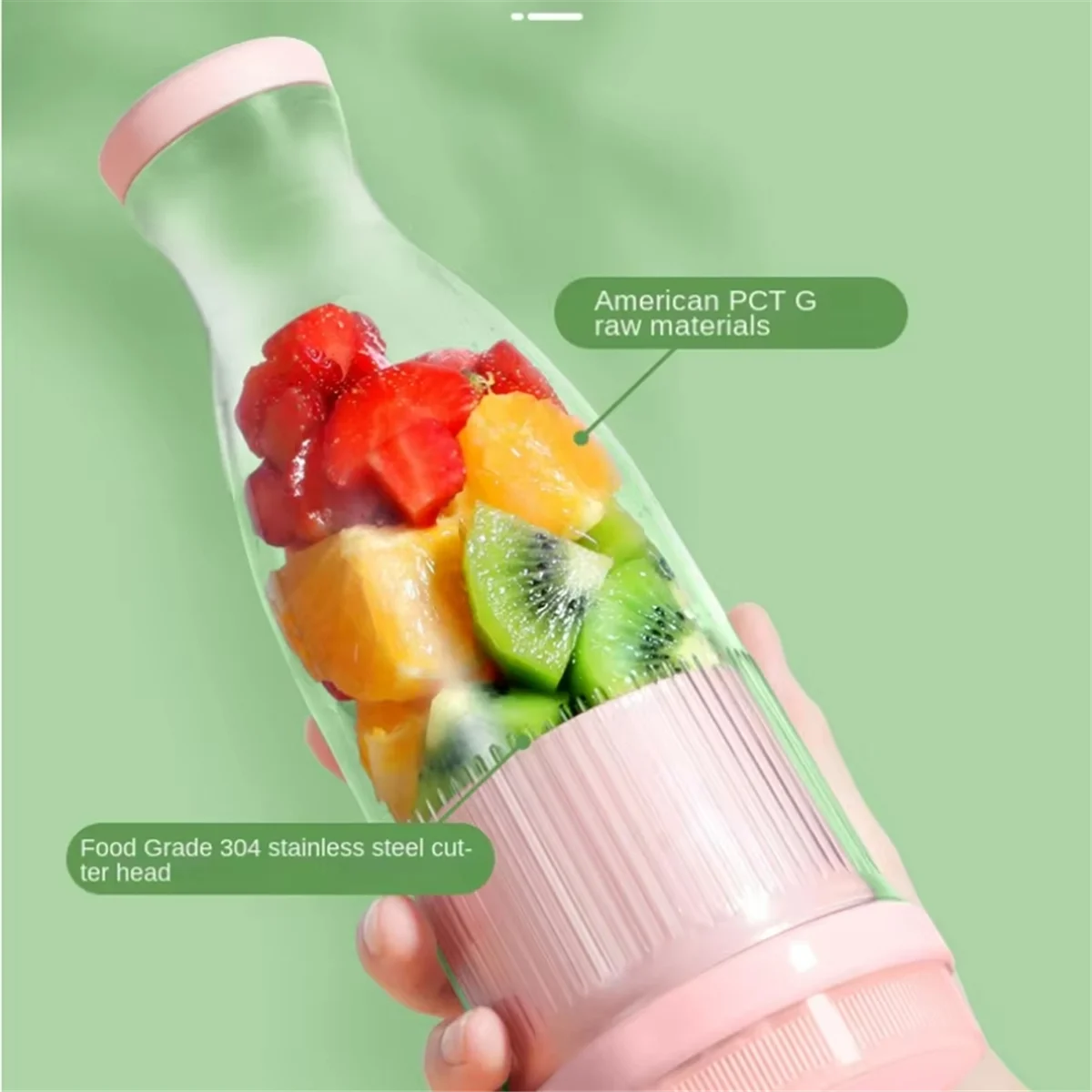AD-MINI, mélangeur de Smoothie rose mélangeur de Smoothie pour la maison sans fil et Rechargeable, capacité de 380Ml