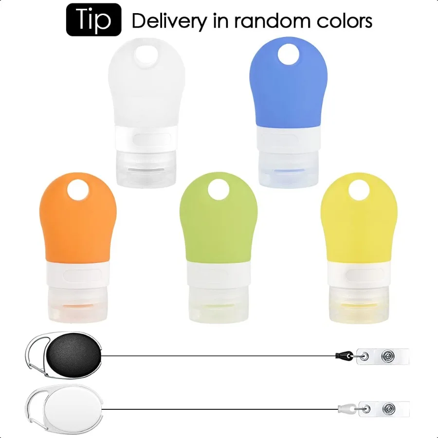 Juego de botellas de viaje de silicona portátiles, contenedor vacío de jabón de manos recargable para artículos de tocador, champú, botellas cosméticas líquidas de 1,3 oz