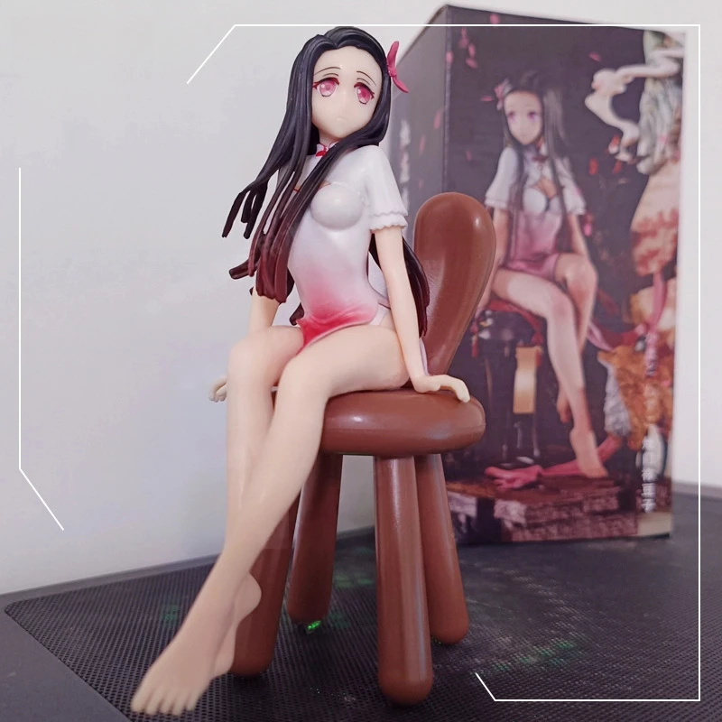 Kimono Nezuko Demon Slayer Figure Chair Anime Statue Car Desktop Ornament Model Display Gift for Fans