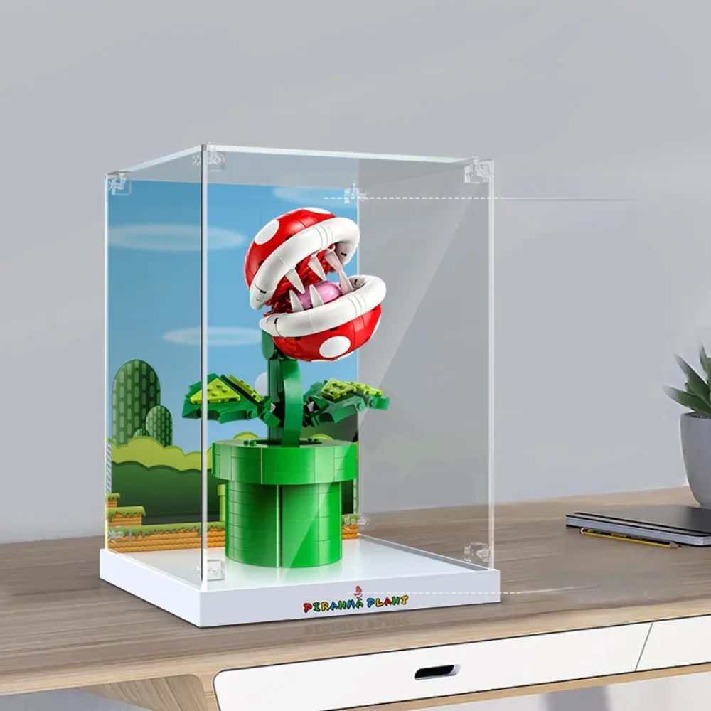 3mm Thick Plate Acrylic Display Box Show Case for Lego 71426 Piranha Plant Building Block Dustproof Clear Crystal Nut Type
