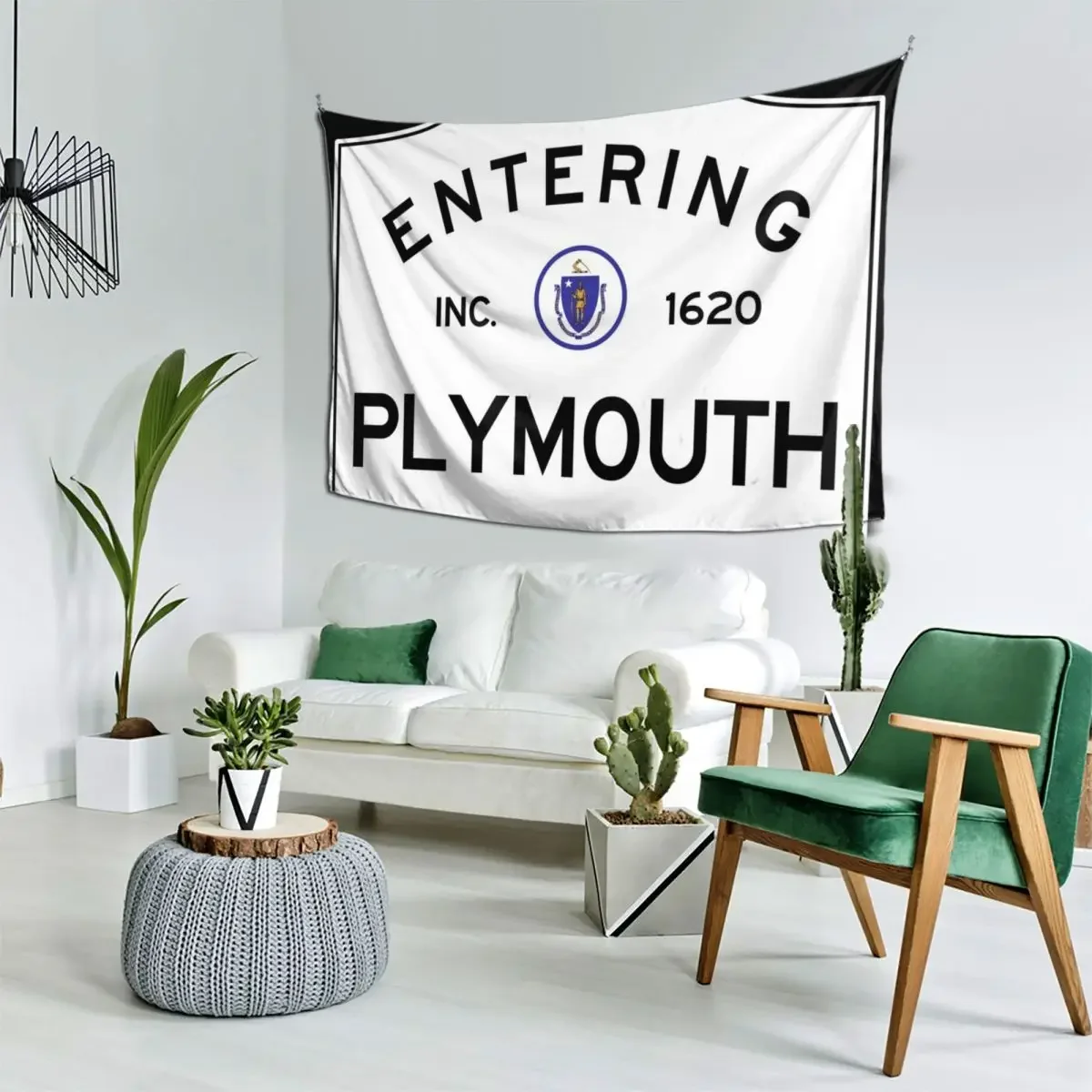 

Entering Plymouth Massachusetts - Commonwealth of Massachusetts Road Sign Tapestry Bedroom Decor Mushroom Home Supplies Tapestry