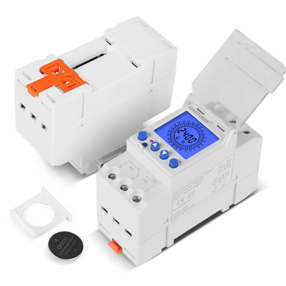 AC85-265V 24hrs Digital Analogue Din Module Time Switch Backlight Large LCD Display Industrial Timers Controller 16A 30A Relay