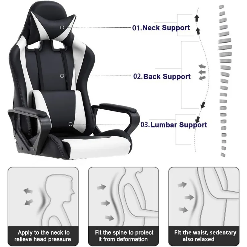 High Back Gaming Chair Computer Office Chair, Ergonomic Design Swivel Rolling Competition Chair