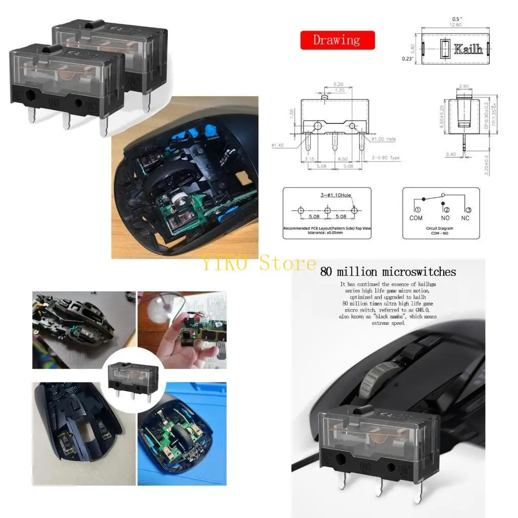 

K32C Микроконцевой выключатель с мгновенной кнопкой для мыши, 3 контакта, 10 шт.