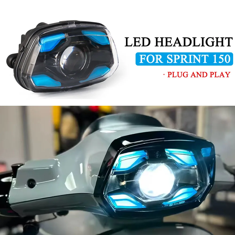 

Motorcycle Accessories LED Headlight Durable Led Lights DRL Lamp Blue For Vespa Sprint 150 Sprint150 SPRINT 2023 2024 2025