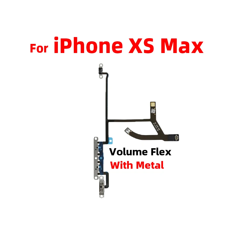 For iPhone XS Max Power On Off Flex Volume Up Down Side Button Key switch on off button Ribbon Flex Cable With Metal