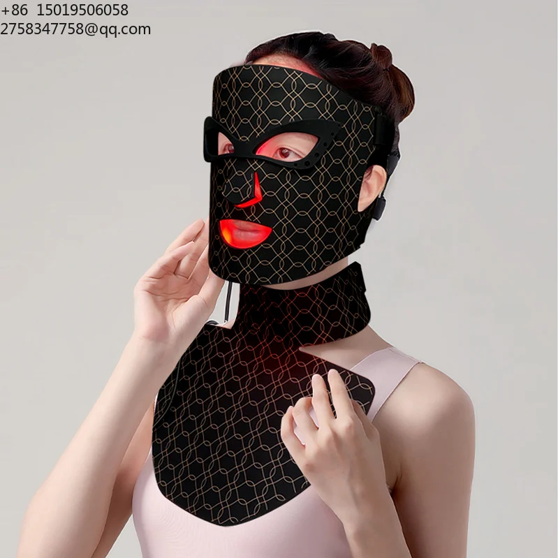 Factory Price Red LED Light Therapy Facial Mask Rechargeable Hand Held Remote Wearable Red for Face