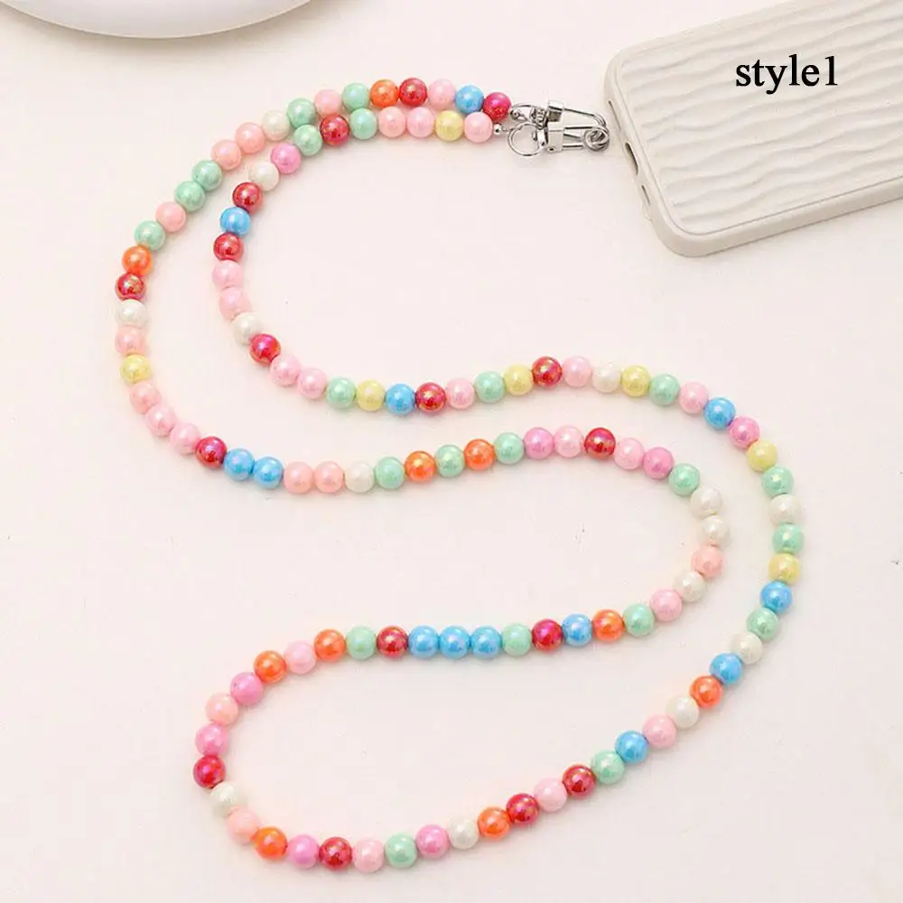 Sweet And Simple Crossbody Beaded Lanyard Fashion Bag Strap  Candy Color Beads Bag Chain Phone Lanyard Chains Anti-lost Rope