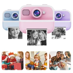 Crianças mini câmera de impressão instantânea 2.4 tela câmera fotográfica digital brinquedo hd 1080p vídeo foto impressão câmera dupla meninas presente aniversário