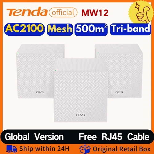 Imagen 1 del producto Tenda Mesh Wifi Router 2100Mbps MW12 Gigabit doble banda inalámbrico Roteador AC2100 2,4 y 5Ghz cubierta extensora de rango de malla de red 500m2