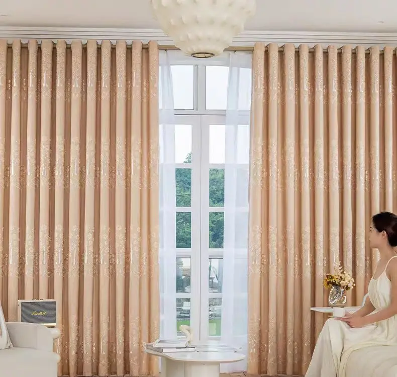 2026 new thickened Chenille bedroom and living room American retro, simple and high-end sunshade curtains TM0182