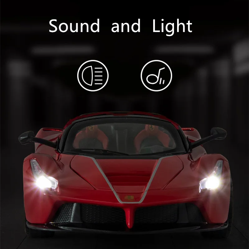 1:24 Laferrari Alloy Open Sports Car Model Diecasts & Toy Vehicles Metal Car Model Simulation Sound and Light Kids Gift