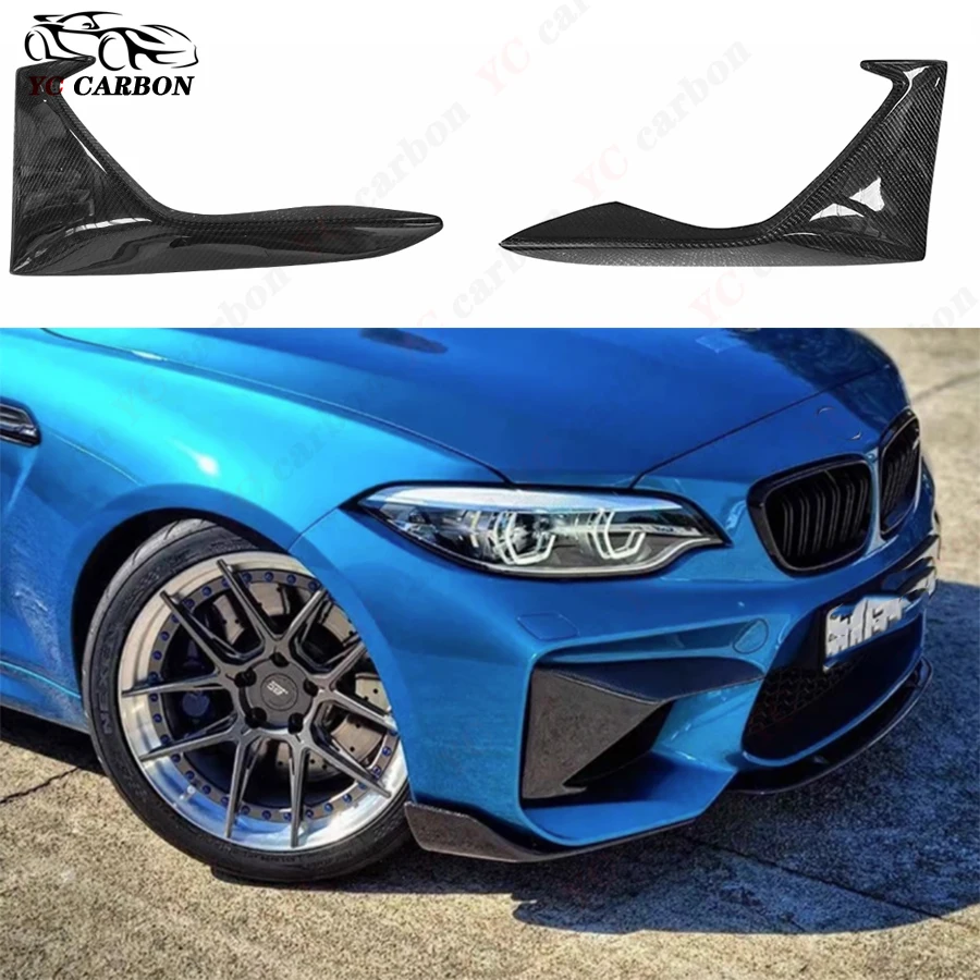 For BMW M2 F87 2014-2021 High quality Carbon Fiber wrap angle Car Front Bumper Splitter Corner Trim Cover Front Chin