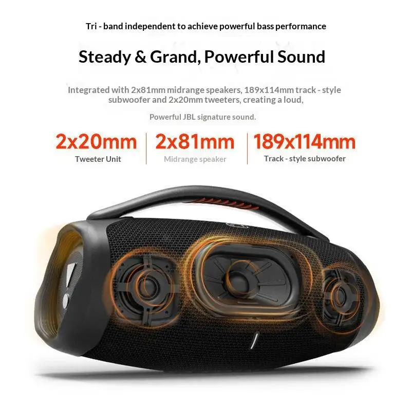 JBL Boombox 3 Portable Wireless Boombox IP67 Dust And Water Proof Deep Bass PartyBoost Rechargeable Speaker For Multi‑Scene Use