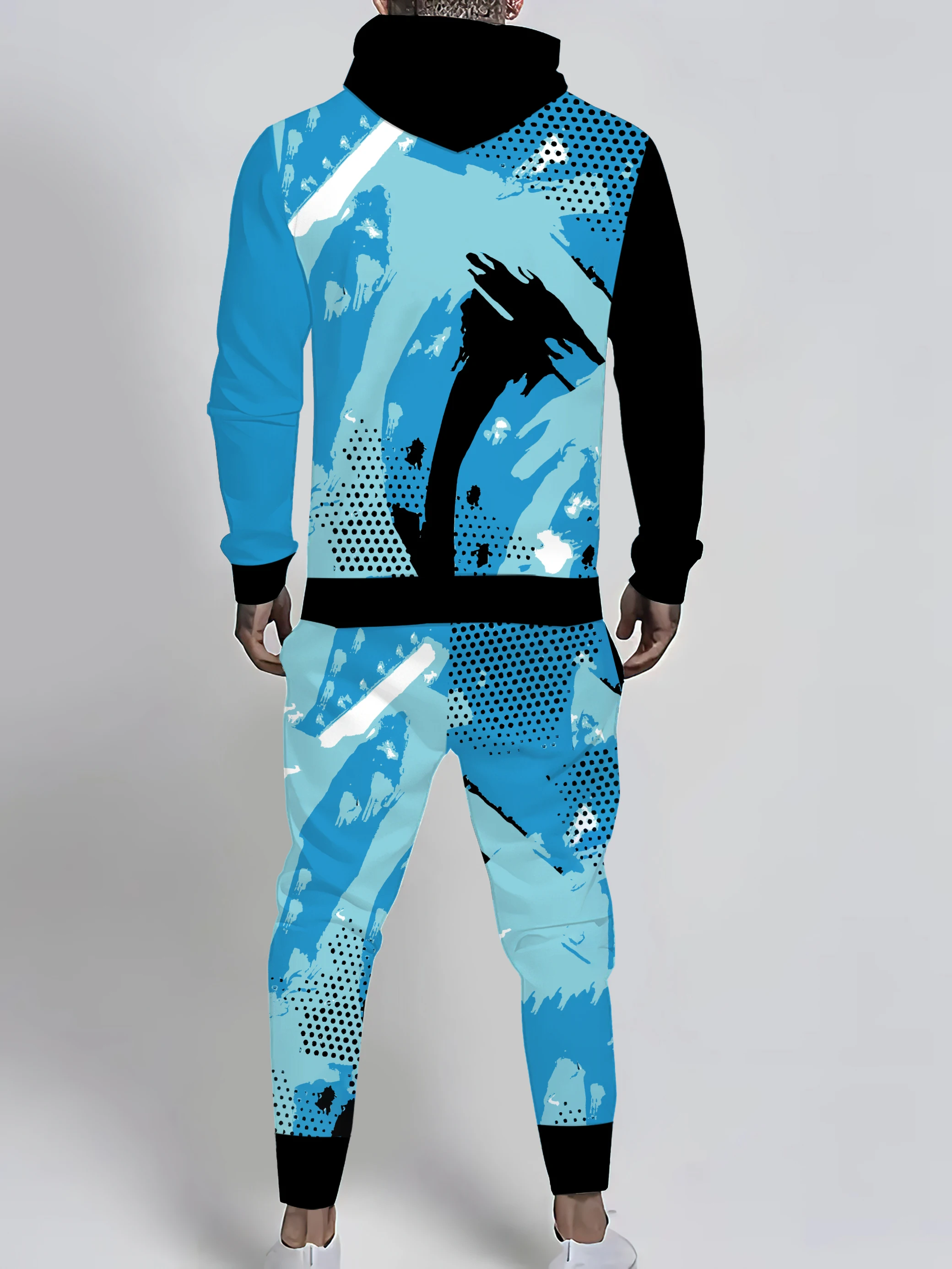 The new men's sweatshirt set for Spring and Autumn 2025 is comfortable soft casual and features 3D printed roller skating