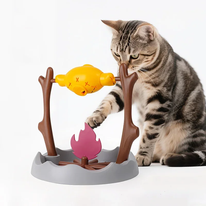 

Roasted Chicken Leg Cat Toy 360 Rotating Food Hiding Slow Feeder Puzzle Interactive Educational Pet Supplies Treat Dispenser Hot