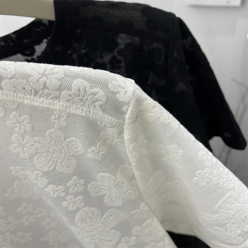 T-shirt ortod Sve in pizzo leggero da donna Estate nuova versione coreana Sle Regular Thin Round Colore Neline