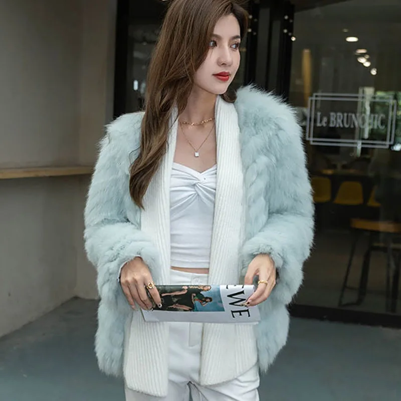 Women's Mink Velvet Faux Fur Cardigan Jacket 2023 Autumn Winter New Thicken Warm Jacket Female Fashion Faux Fox Fur Short Jacket