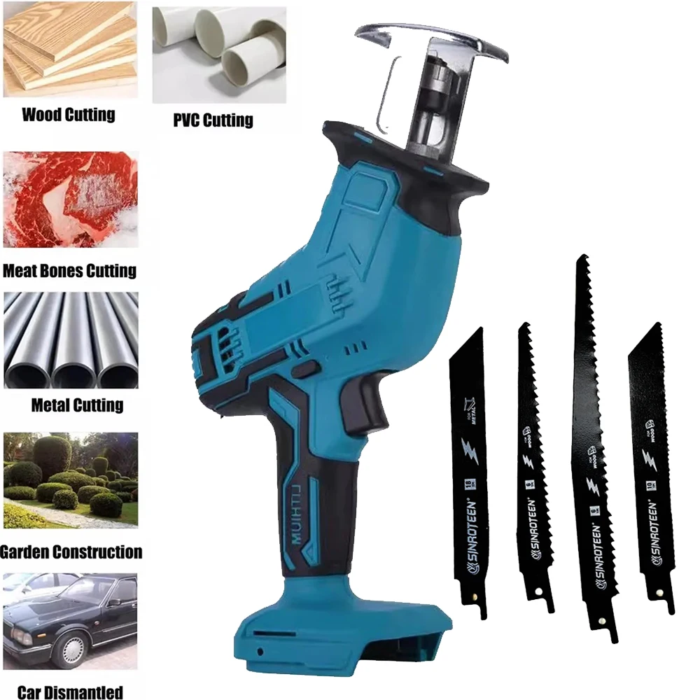 Multifunctional Cordless Electric Reciprocating Saw For Makita Adjustable Speed Chainsaw Wood Metals Pipe Cutting Reciprocating