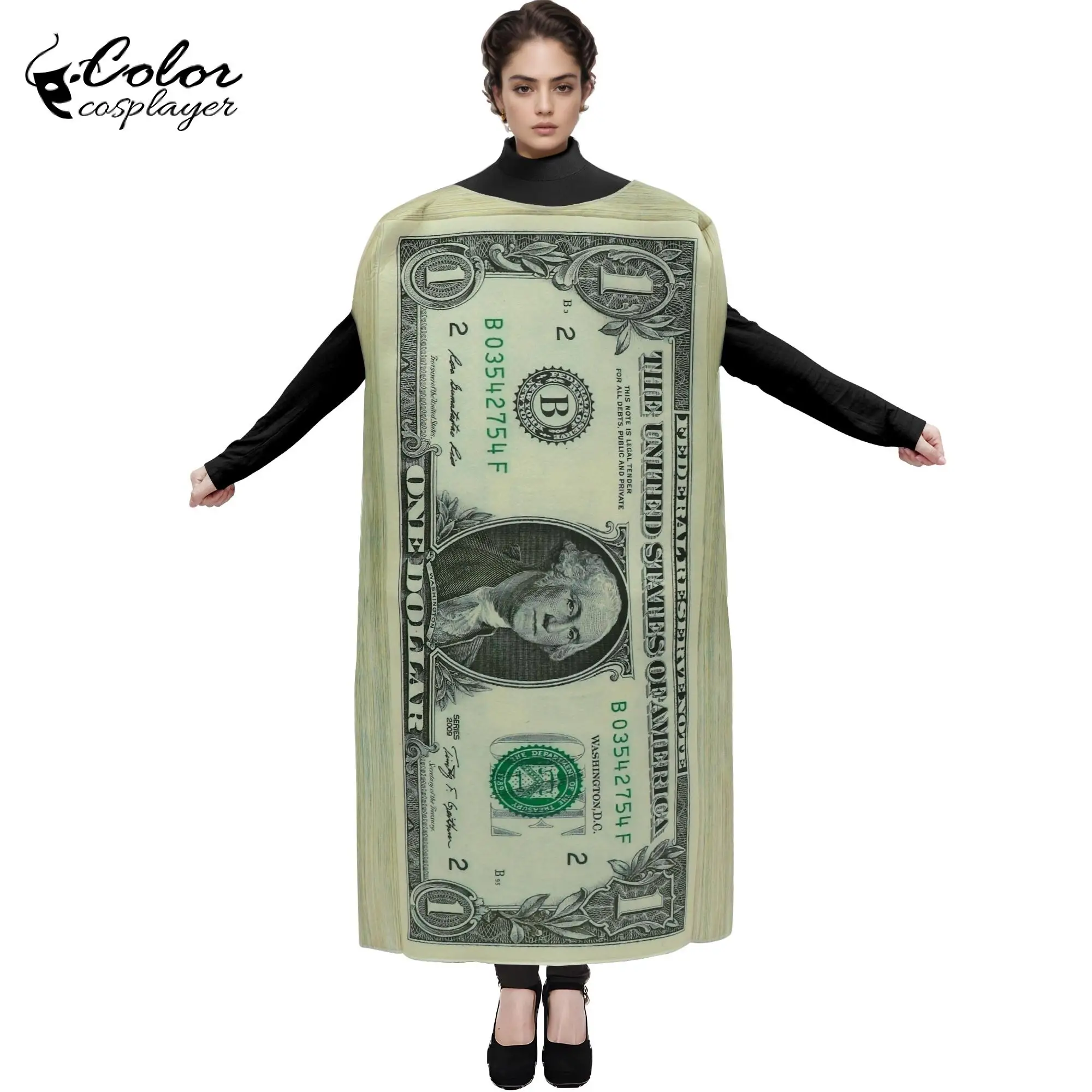 Color Cosplayer Dollar Bills Costume Paper Money Cosplay Outfit Carnival Party Purim Parade Fancy Dress Up Funny Adult Clothing