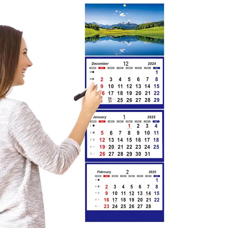 2025 3-Month Display Calendar 2024 Jan To 2026 Wall Calendar Folded In A Month Vertical Calendar For Holidays Home Deco Supplies