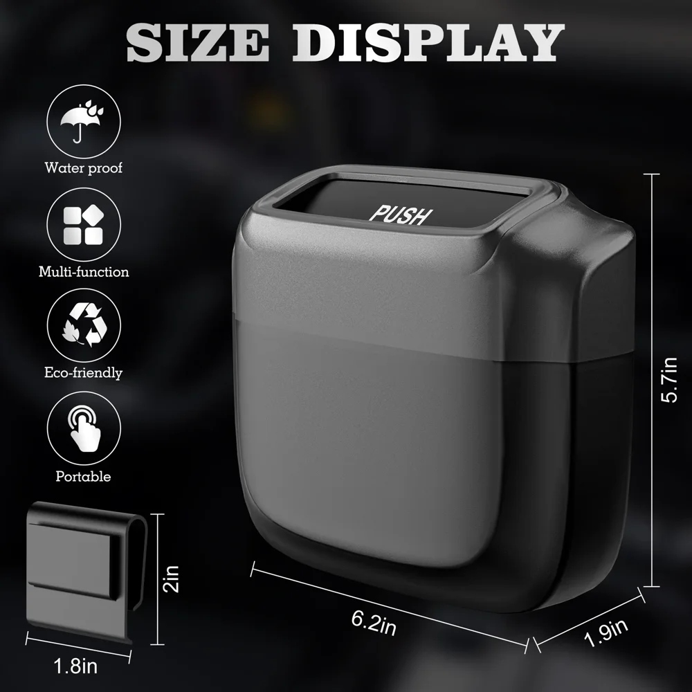 Mini Car Trash Can Hanging Car Storage Box ABS Side Door Trash Can Integrated Built-in Trash Bag Auto Parts Interior Accessories