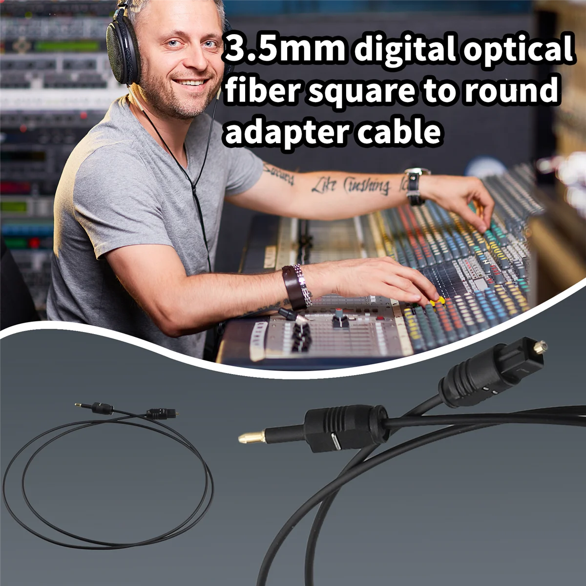 1m 3ft Toslink to Mini Plug 3.5mm Digital Optical SPDIF Audio Cable Gold Plated TQ