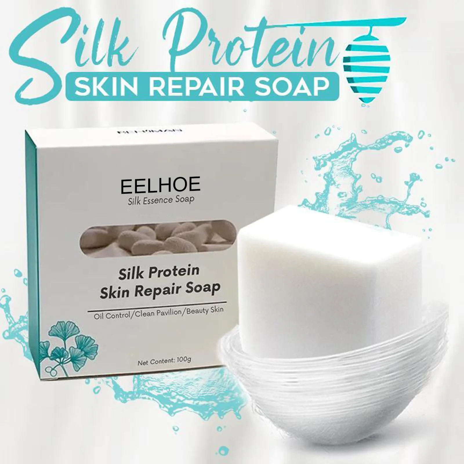 EELHOE Silk Protein Skin Repair Soap Facial Cleaning Soap Remove Mites Blackheads Natural Goat Milk Cleansing Bath Skin Oil 100g