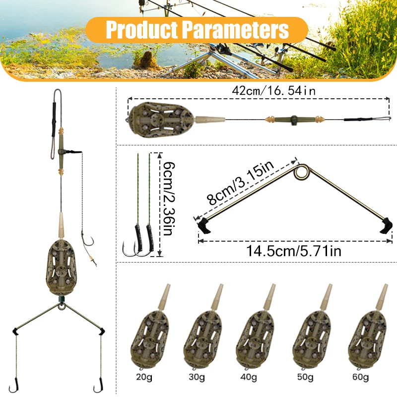 3 أدوات شعر سمك الشبوط مربوطة مسبقًا مع ليدكور | طريقة التغذية جاهزة | طعم مموه، ألوان مختلطة | صيد الأسماك في المياه العذبة القوي #4