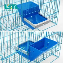 New Pet Rabbit Feeder Bowl With Sifter Bottom Anti-Scratch Metal Edge Feed Box For Rabbits Ferrets Wire Cage Feeding Food Tool